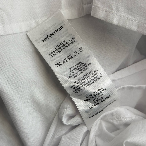 🆕 SELF-PORTRAIT 🧿 NWOT White Scallop Edge Off-Shoulder Mini Dress Sz UK12 US 8 - Picture 14 of 14